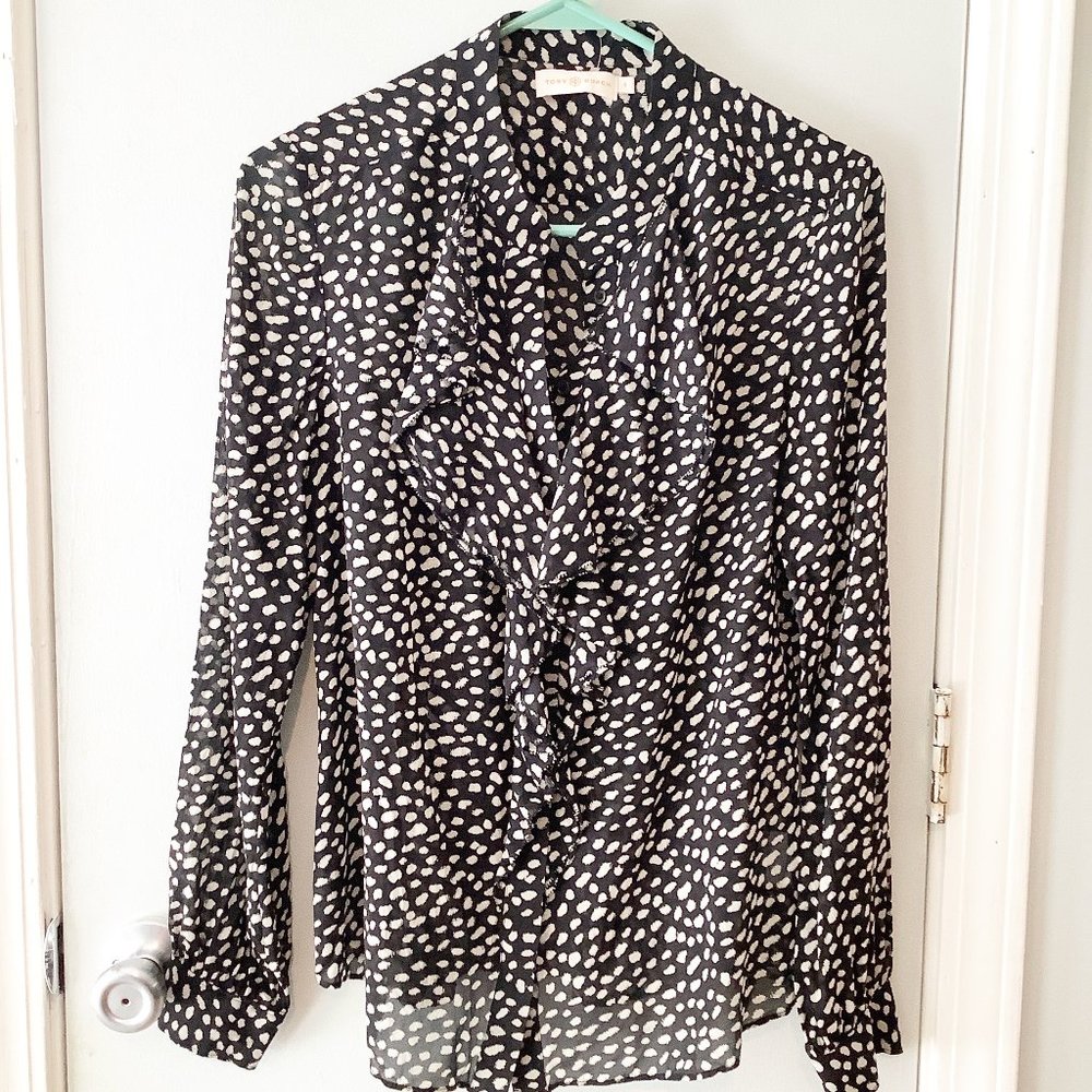 Tory Burch Ruffle Front Blouse Size 8